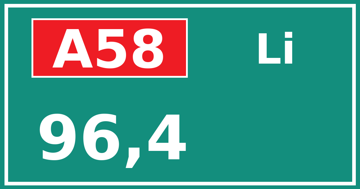 Hectometerbord A58 96,4 zijde Li
