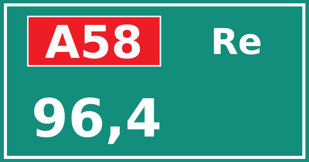 Hectometerbord A58 96,4 zijde Re