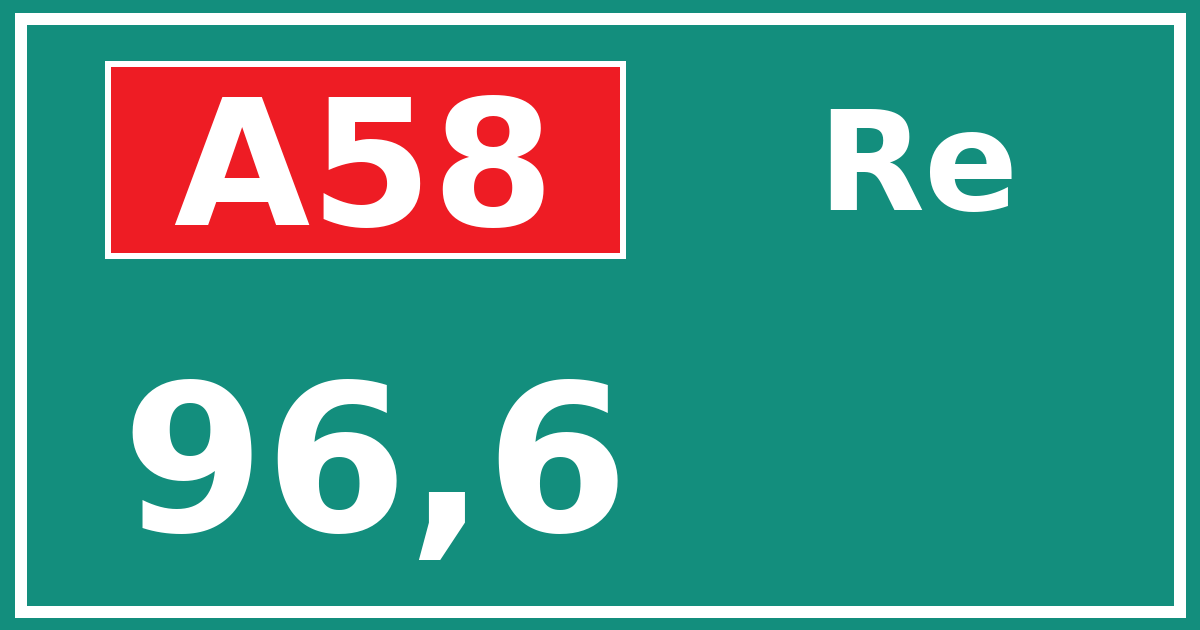 Hectometerbord A58 96,6 zijde Re