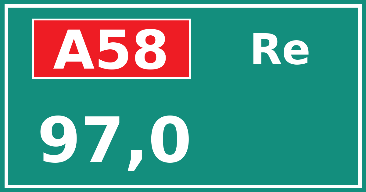 Hectometerbord A58 97,0 zijde Re
