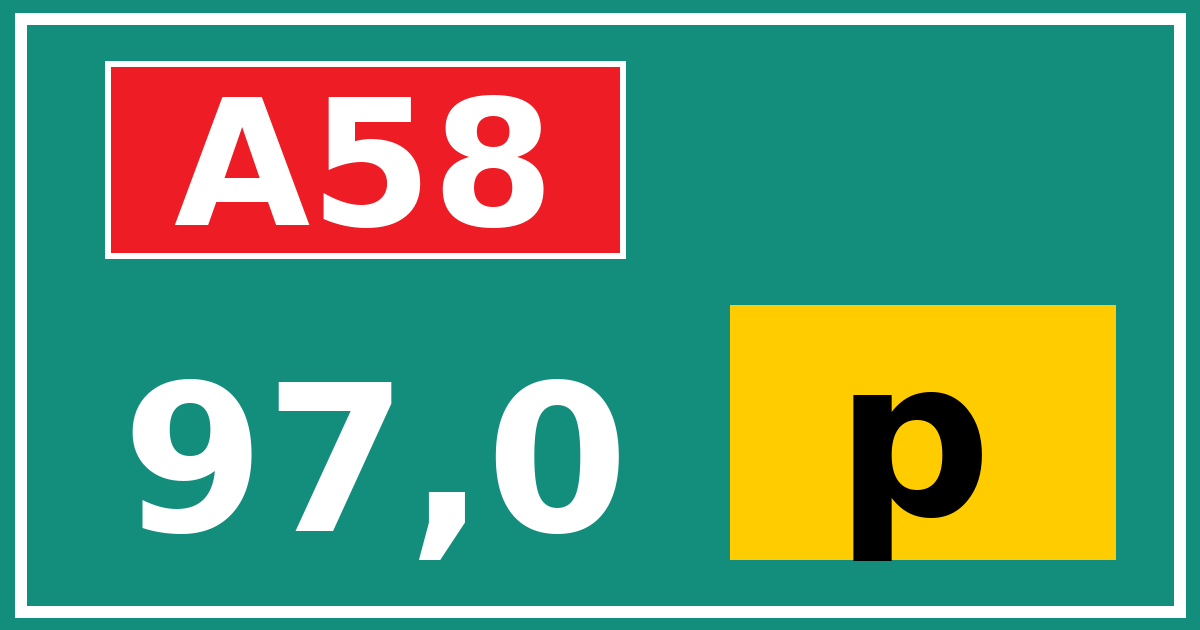 Hectometerbord A58 97,0 letter p