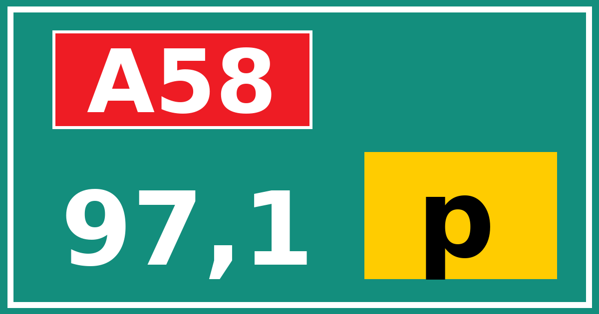 Hectometerbord A58 97,1 letter p