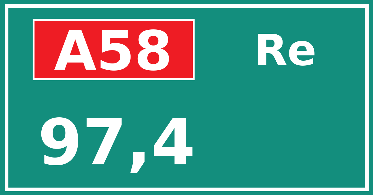 Hectometerbord A58 97,4 zijde Re