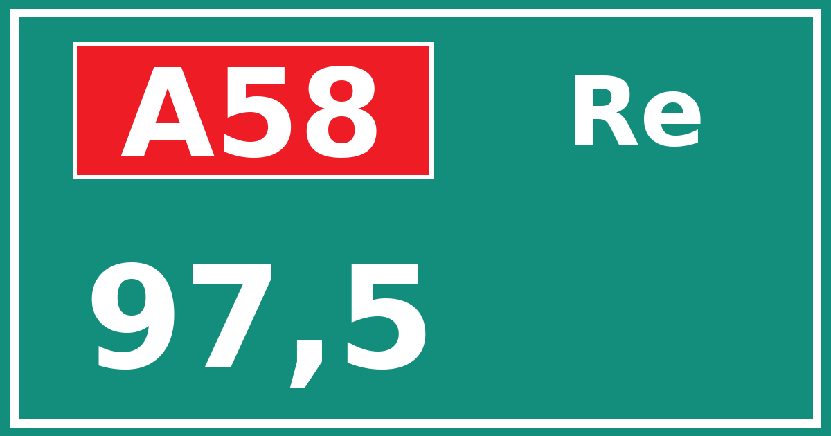 Hectometerbord A58 97,5 zijde Re