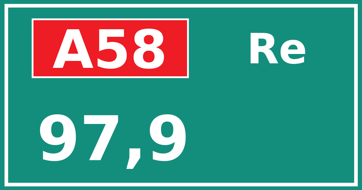 Hectometerbord A58 97,9 zijde Re