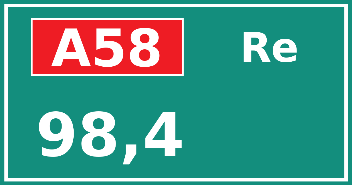 Hectometerbord A58 98,4 zijde Re