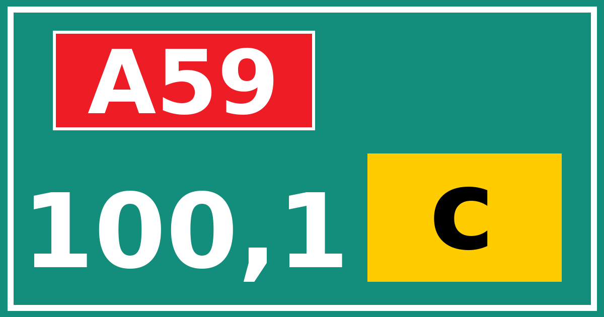 Hectometerbord A59 100,1 letter c