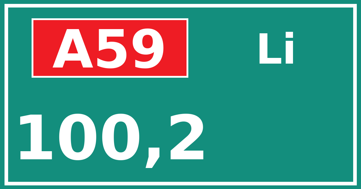 Hectometerbord A59 100,2 zijde Li
