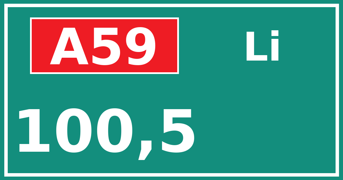 Hectometerbord A59 100,5 zijde Li