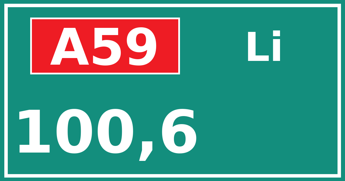 Hectometerbord A59 100,6 zijde Li