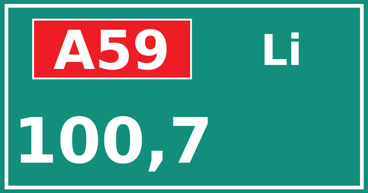 Hectometerbord A59 100,7 zijde Li
