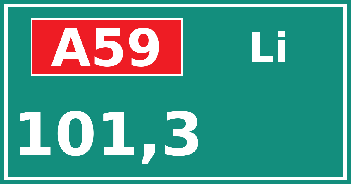Hectometerbord A59 101,3 zijde Li