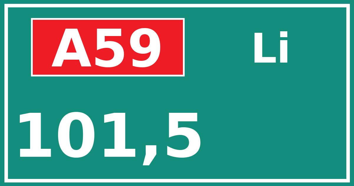 Hectometerbord A59 101,5 zijde Li