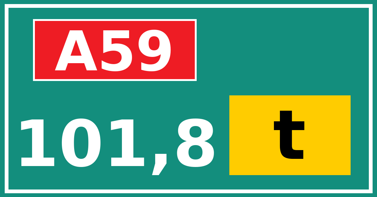 Hectometerbord A59 101,8 letter t