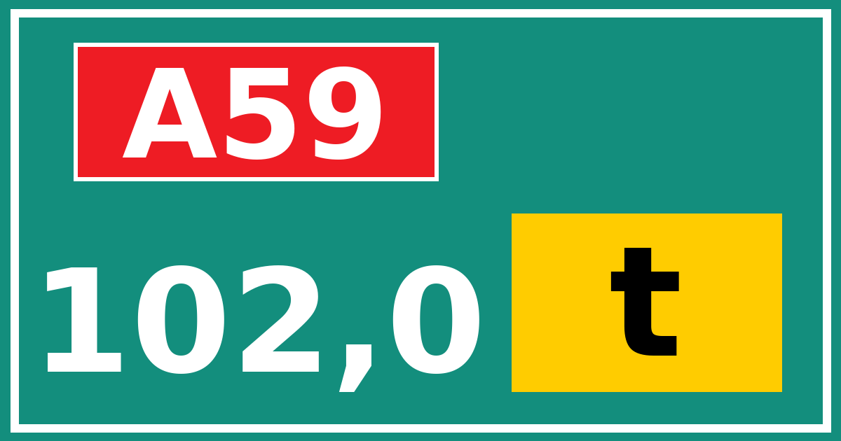 Hectometerbord A59 102,0 letter t