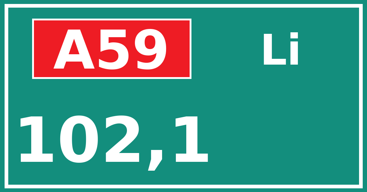 Hectometerbord A59 102,1 zijde Li