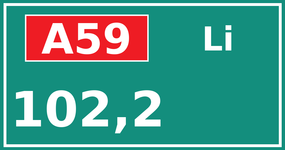 Hectometerbord A59 102,2 zijde Li