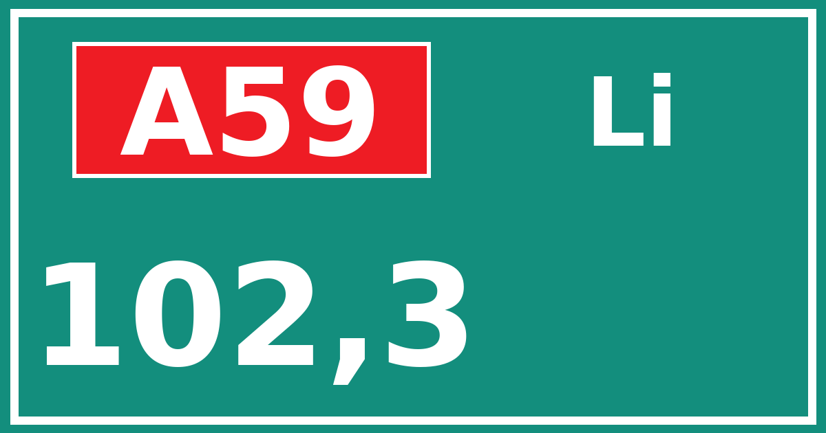 Hectometerbord A59 102,3 zijde Li