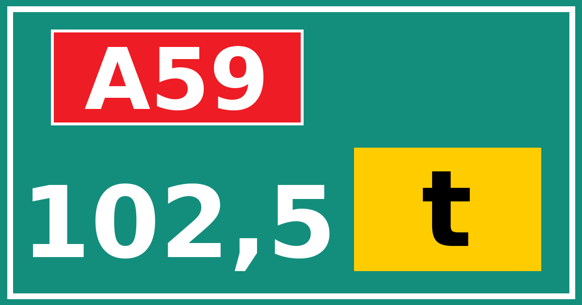 Hectometerbord A59 102,5 letter t