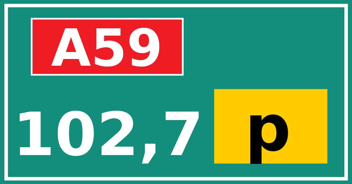 Hectometerbord A59 102,7 letter p
