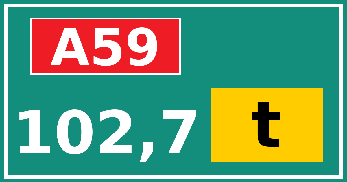 Hectometerbord A59 102,7 letter t