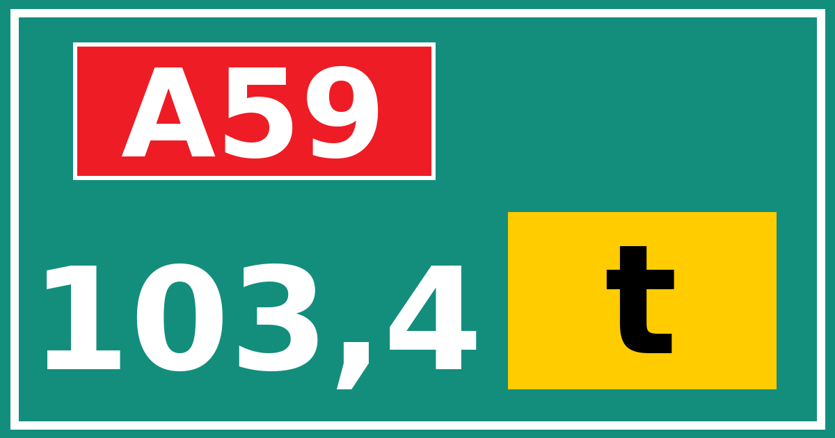 Hectometerbord A59 103,4 letter t
