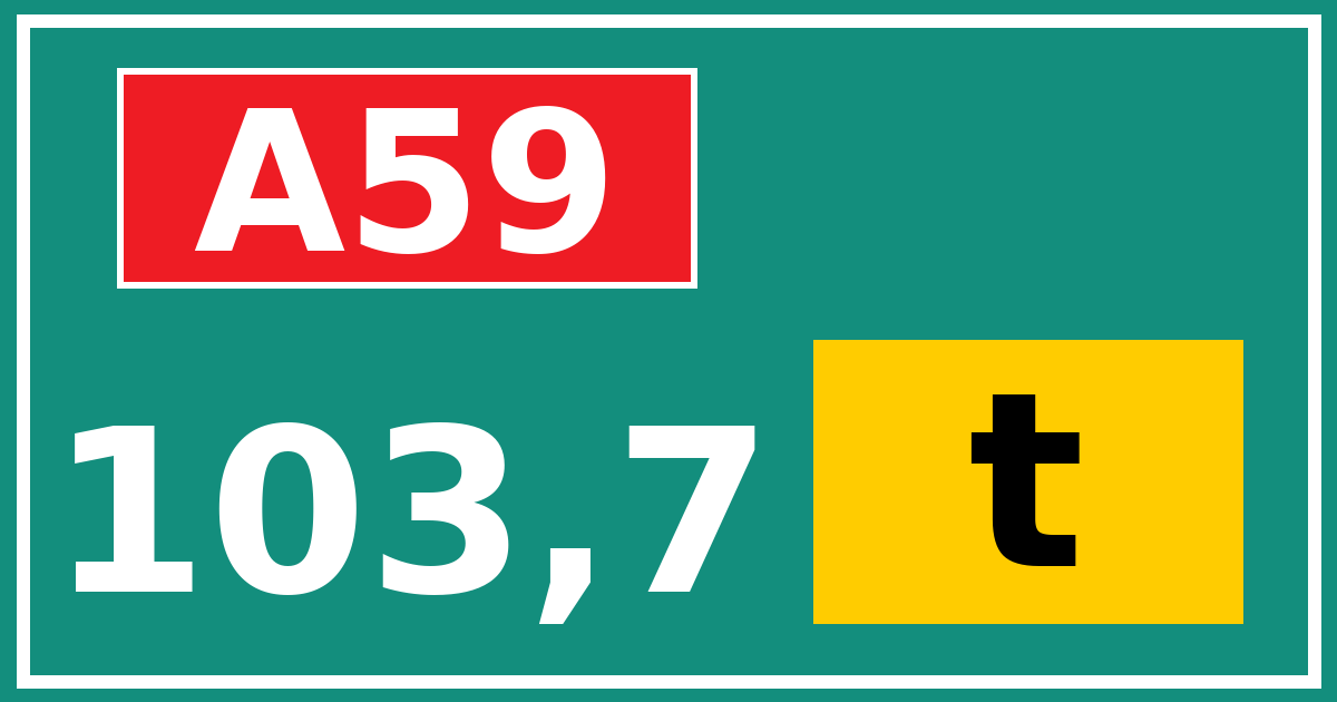 Hectometerbord A59 103,7 letter t