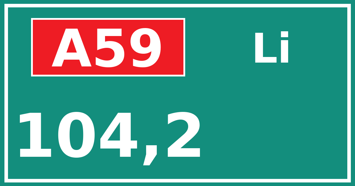 Hectometerbord A59 104,2 zijde Li