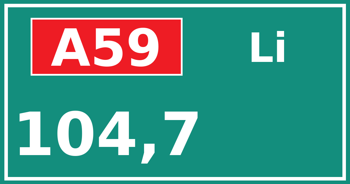 Hectometerbord A59 104,7 zijde Li