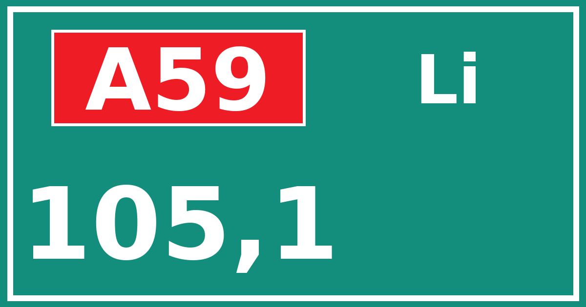 Hectometerbord A59 105,1 zijde Li