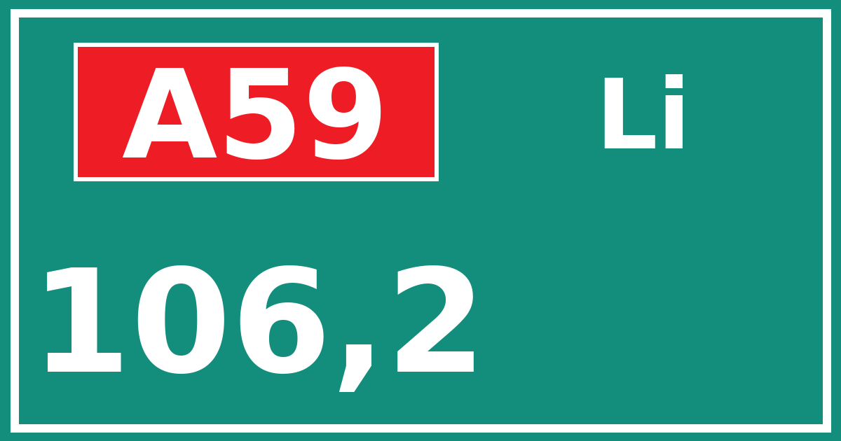Hectometerbord A59 106,2 zijde Li