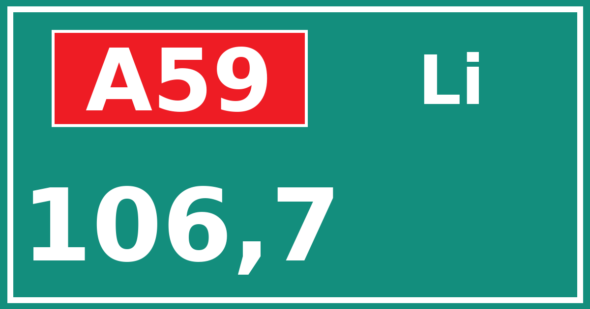 Hectometerbord A59 106,7 zijde Li