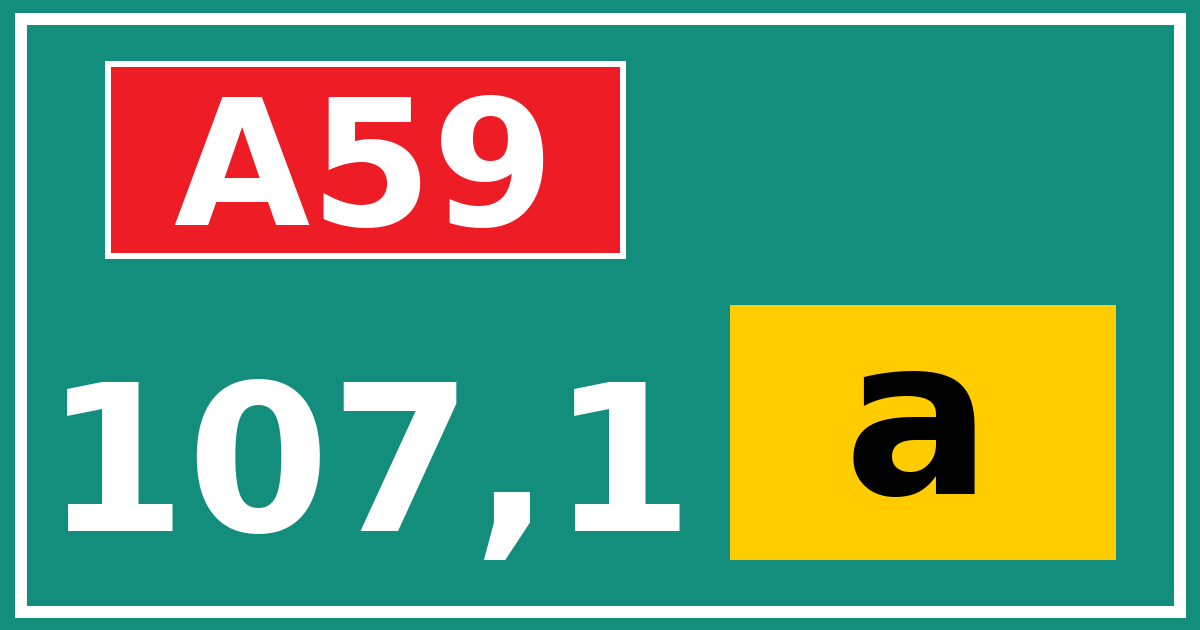 Hectometerbord A59 107,1 letter a