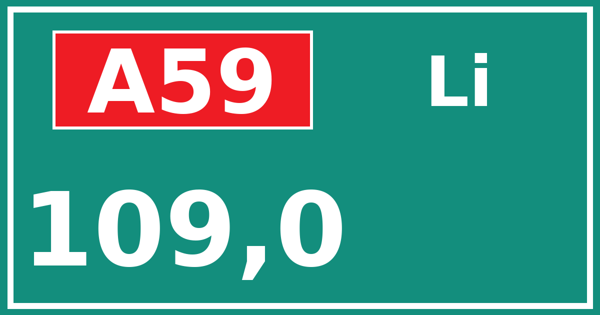 Hectometerbord A59 109,0 zijde Li