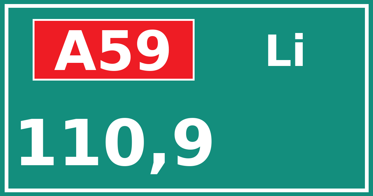 Hectometerbord A59 110,9 zijde Li