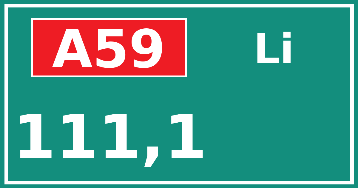 Hectometerbord A59 111,1 zijde Li