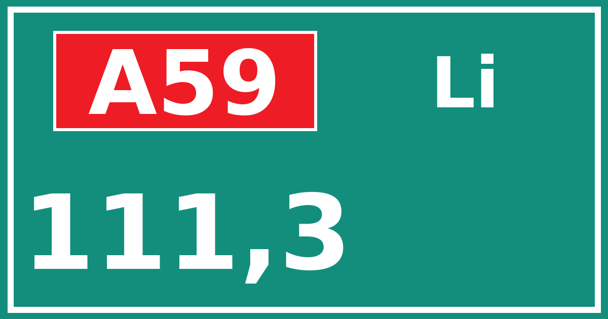 Hectometerbord A59 111,3 zijde Li