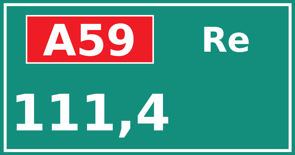 Hectometerbord A59 111,4 zijde Re