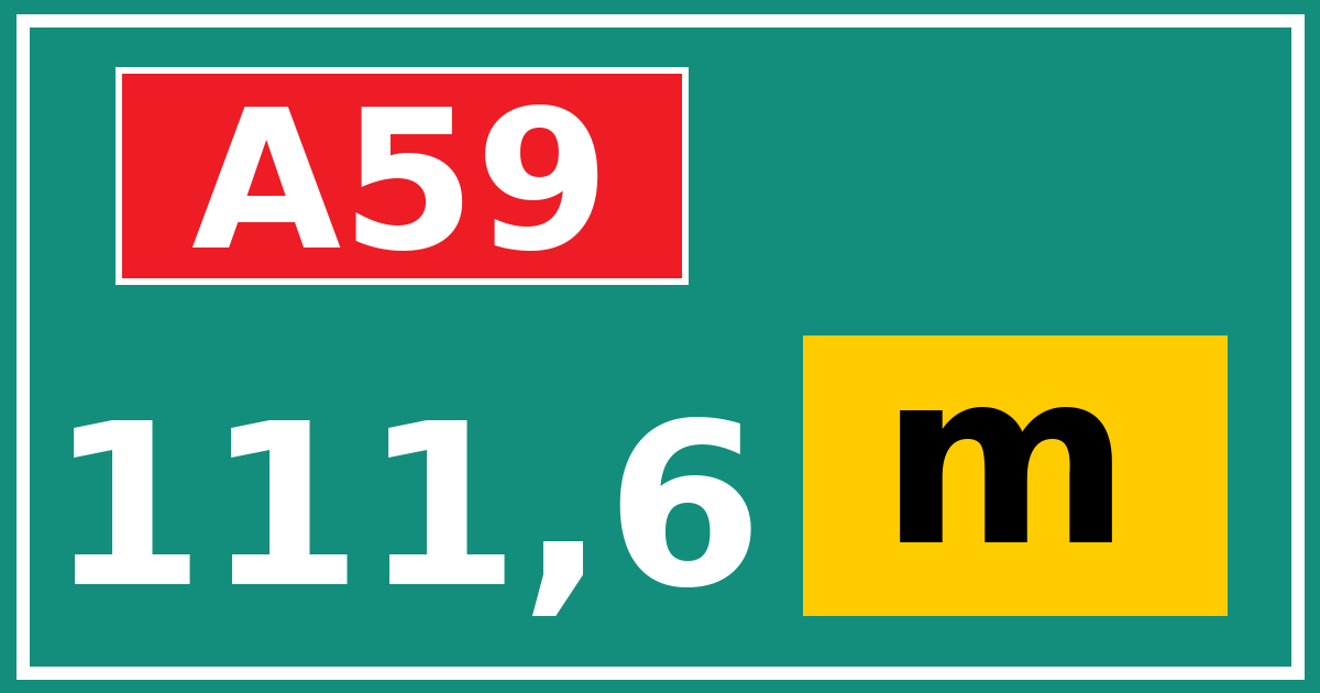 Hectometerbord A59 111,6 letter m