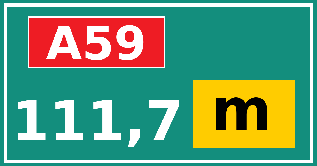Hectometerbord A59 111,7 letter m