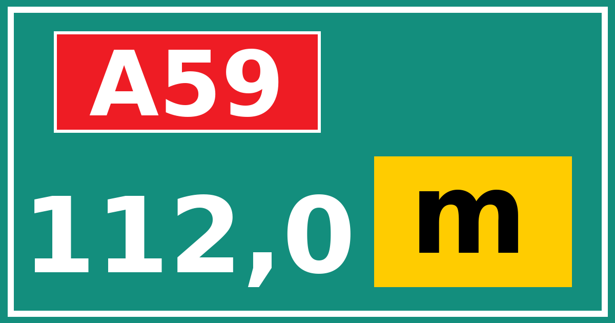 Hectometerbord A59 112,0 letter m