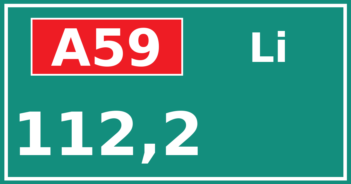 Hectometerbord A59 112,2 zijde Li