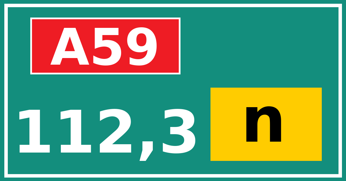 Hectometerbord A59 112,3 letter n