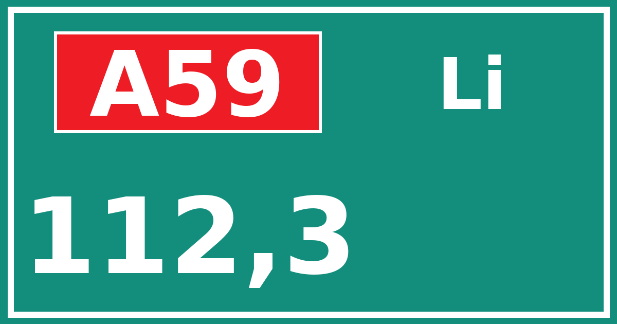Hectometerbord A59 112,3 zijde Li