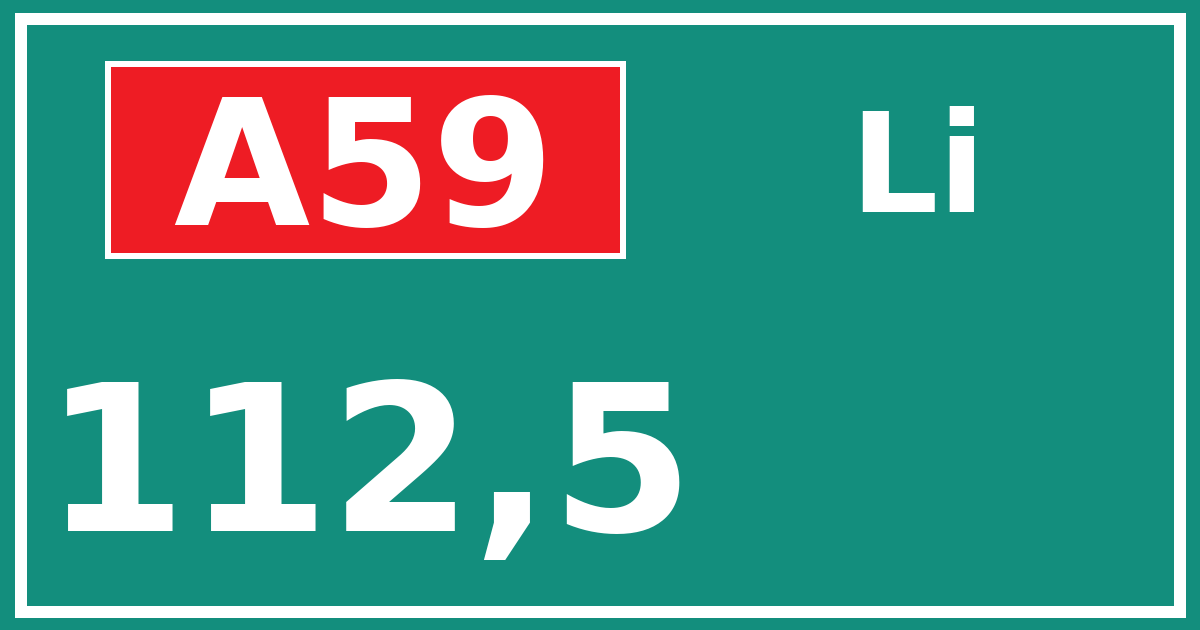 Hectometerbord A59 112,5 zijde Li
