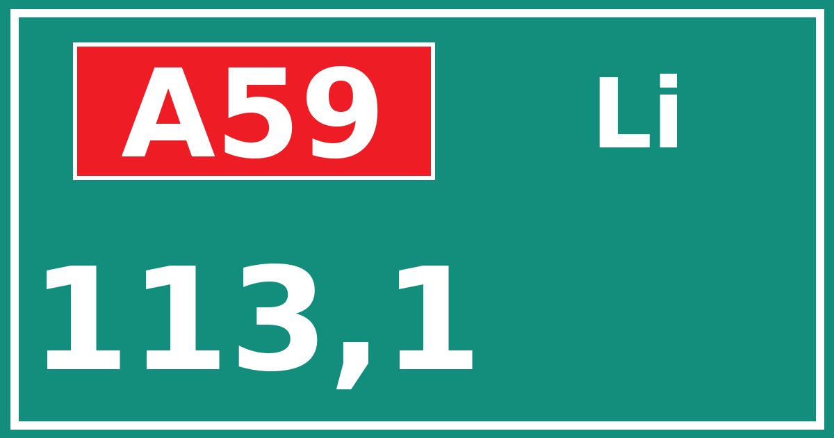 Hectometerbord A59 113,1 zijde Li
