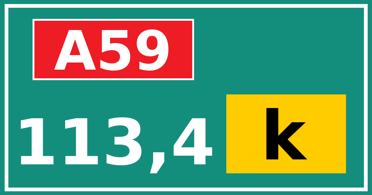 Hectometerbord A59 113,4 letter k