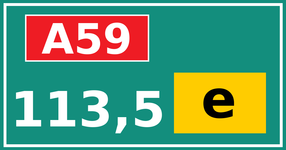Hectometerbord A59 113,5 letter e