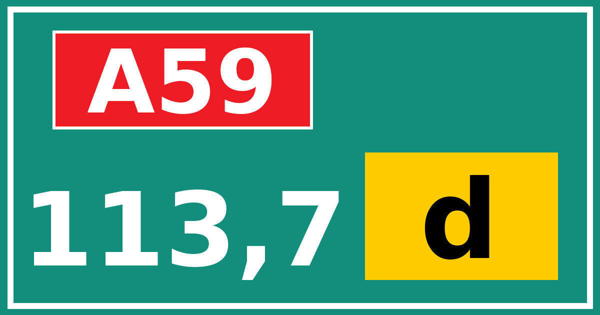 Hectometerbord A59 113,7 letter d
