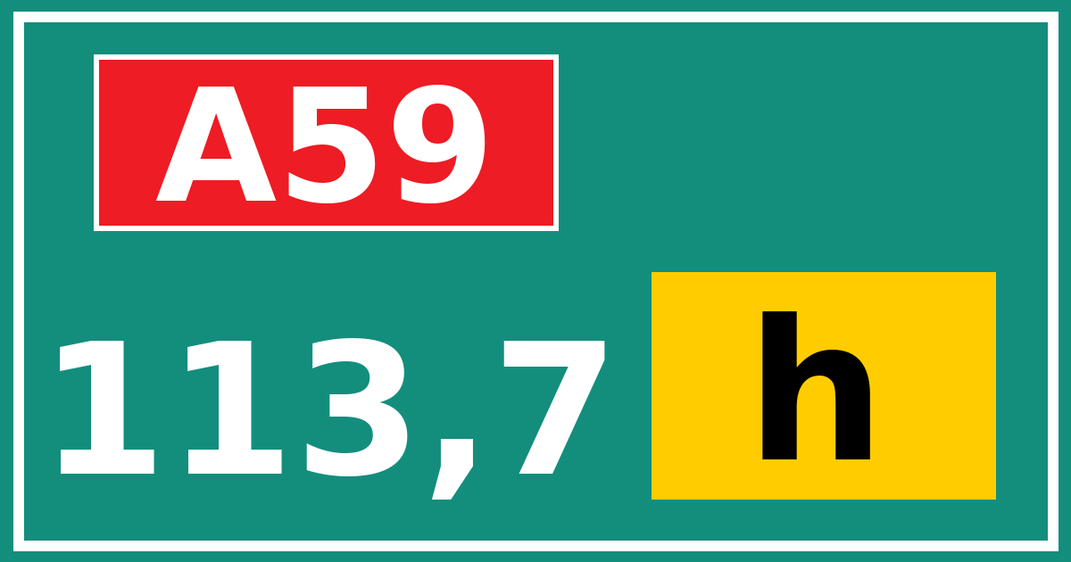 Hectometerbord A59 113,7 letter h